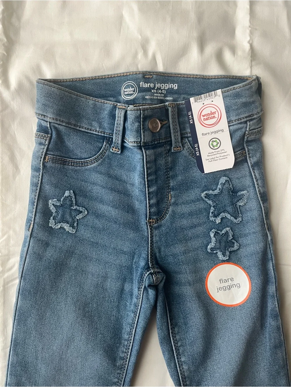 NWT Kids Flare Jegging with Star Appliqué - Light Blue size 4/5